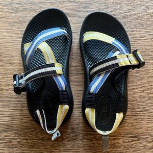 Chaco Kids Sandals in Black with Yellow & Blue Straps